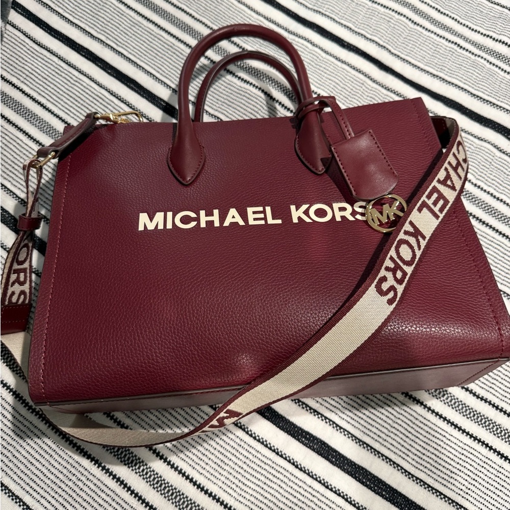 Michael Kors Maroon Leather Tote
